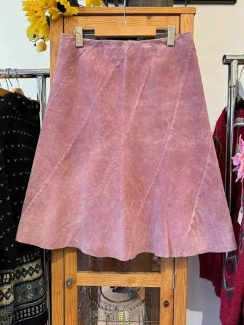 Suede Pink Mini Skirt by Danier